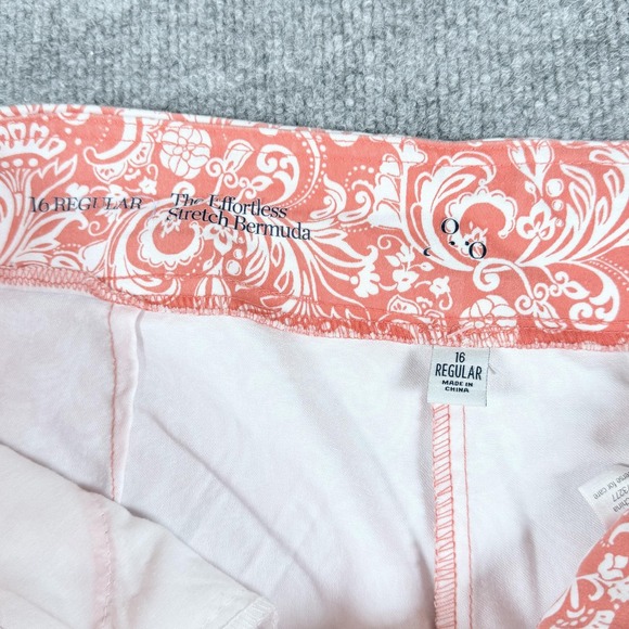 The Effortless Stretch Bermuda Shorts Womens 16 Regular Peach White Floral Print - Picture 4 of 10